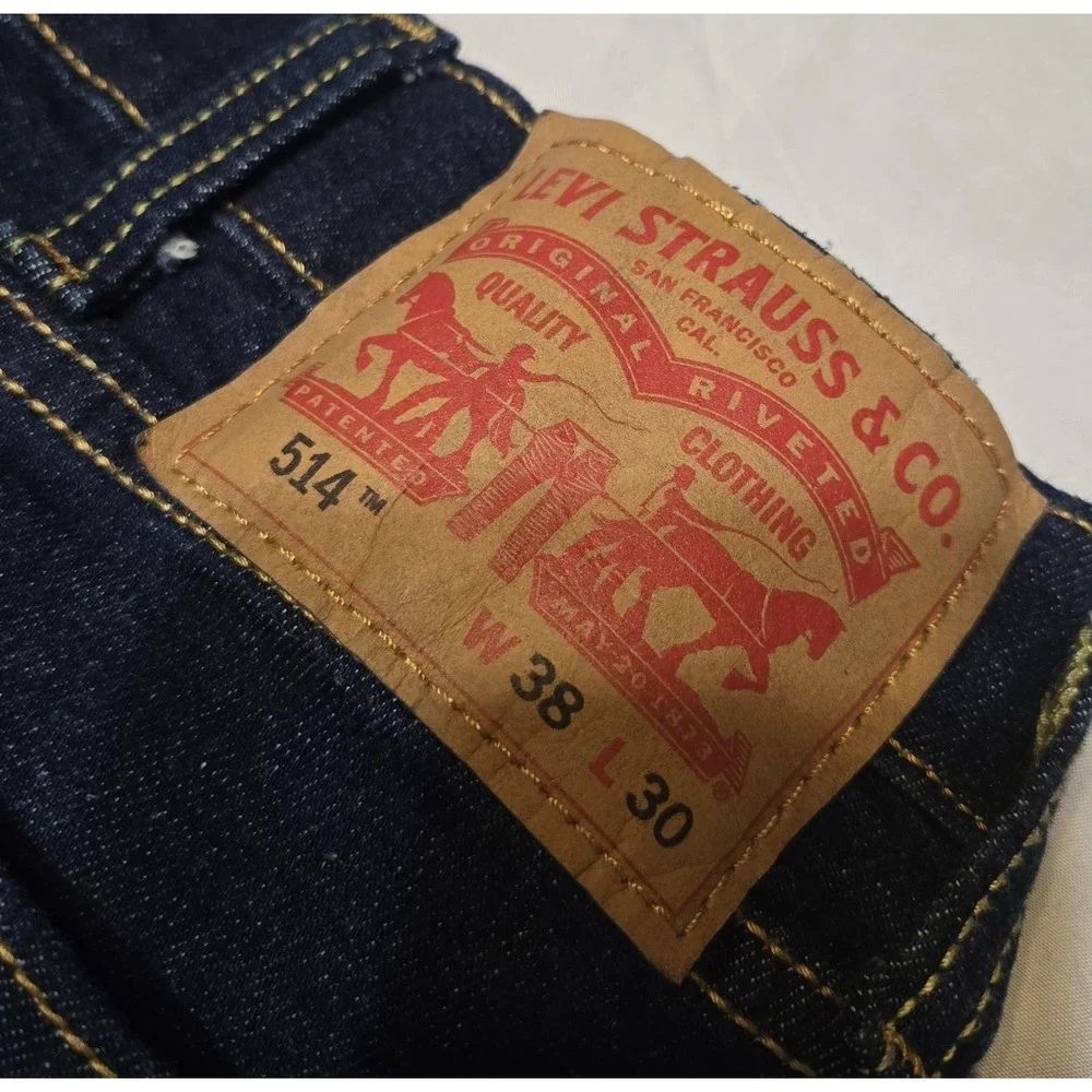 Levis 514 Straight Fit Mens Jeans Blue Denim Big E 26x27.5